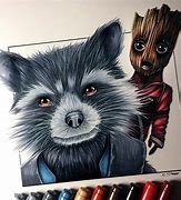 Image result for Rocket and Baby Groot Pencil Art