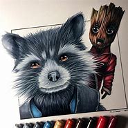 Image result for Pencil Drawing Baby Groot and Rocket
