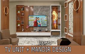 Image result for TV Unit with Mandir Design