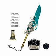 Image result for Calligraphy Feather Blue Steam Punk Set