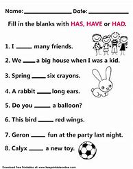 Image result for Has and Have Worksheet for Kids