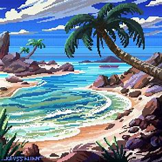 Beach Pixel Art Wallpaper posted by Michelle Anderson