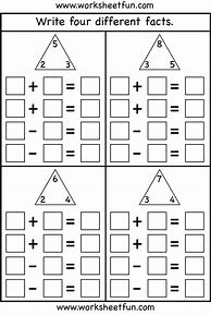 Image result for K Grade Math Fact Family Worksheets