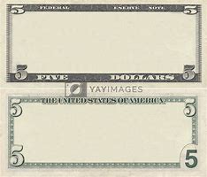 Image result for Blank Five Dollar Bill Template