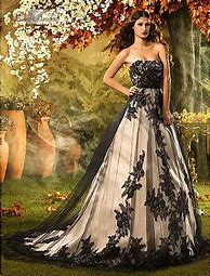 Image result for Black and Champagne Lace Wedding Dress