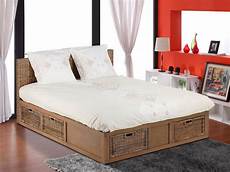 lade letto letto bayani 140 x 190 cm giunco e mogano 6 cassetti lade letto letto bayani 140 x 190 cm giunco e mogano 6 cassetti