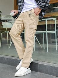 Image result for Khaki Cargo Pants Outfit Gray Shirt