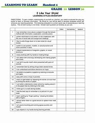 Image result for Free Printable Learning Styles Questionnaire