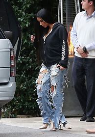 Image result for Kim Kardashian Ripped Jeans