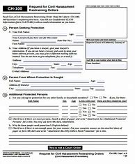 Image result for Harassment Restraining Order Form