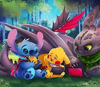 Image result for Stitch and Toothless Laptop Wallpaper