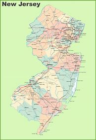 Image result for New Jersey Map with Cities and Towns