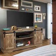 Image result for Wood TV Stand with Barn Doors