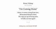 Image result for MA I AM Coming Home Poem