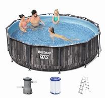 Image result for Bestway 56597E Steel Pro MAX Ground Pool, 14-Feet By 33-Inch, Blue