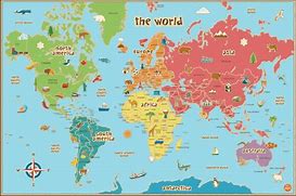 Image result for World Map with Names for Kids