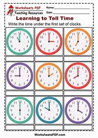 Image result for Clock Worksheets PDF