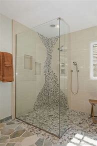 Image result for Pebble Mosaic Tile On Bathroom Wall