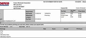 Image result for Costco Paycheck Stub
