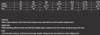 Image result for Unisex Pants Size Chart