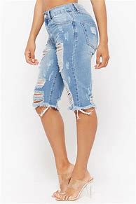 Image result for Distressed Denim Shorts Bermuda