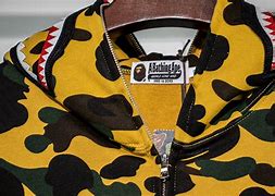 Image result for Yellow BAPE Shark Fire Hoodie