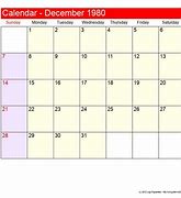 Image result for December 1980 Calendar
