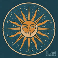 Sun and Moon Vintage Painting by Maisie Noah | Pixels