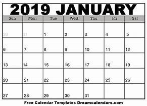 Image result for Plain Calendar January 2019