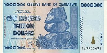 Image result for Zimbabwe 100 Trillion Dollar Bill