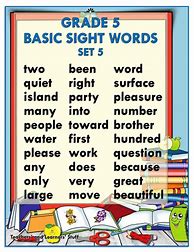 Image result for Basic Sight Words for Grade 5
