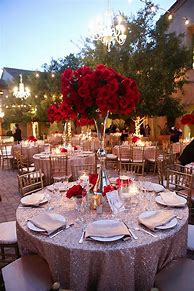 Image result for Rose Gold and Red Wedding Decor