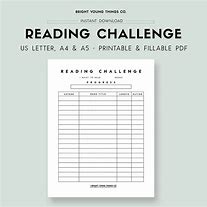 Image result for Reading Book Challenge Log Printable