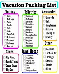 Image result for Printable Weekend Packing List