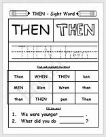 Image result for Worksheet for the Word Then