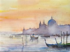 Christian Fallot Aquarelle - Venise sous brume | Dessin italie, Peinture de venise, Aquarellistes