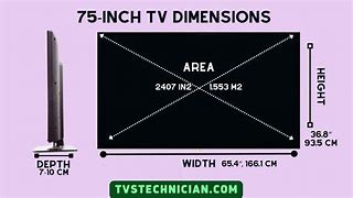 Image result for 75 Inch TV Dimensions Chart Size