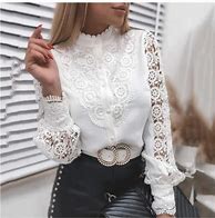 Image result for White Lace Blouse Long Sleeve