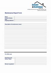 Image result for Maintenance Report Form Template