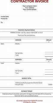 Image result for Contractor Invoice Template Word