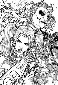 Image result for Harley Quinn and Joker Kissing Coloring Page