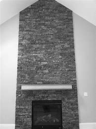 Image result for Gray Stacked Stone Fireplace