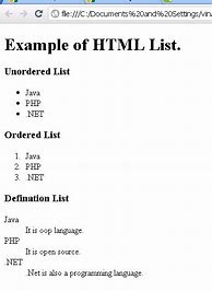 Image result for List Order Using HTML
