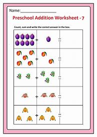 Image result for Preschool Addition Worksheets