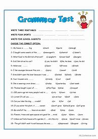 Image result for English Grammar Test Worksheets
