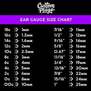 Image result for Ear Tunnel Size Chart