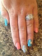 Image result for Teal and Peach Nail Designs