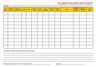 Image result for Calibration Record Sheet Template