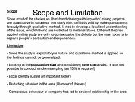 Image result for Scope and Limitations Example