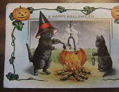 Image result for Halloween Cat and Kid Vintage